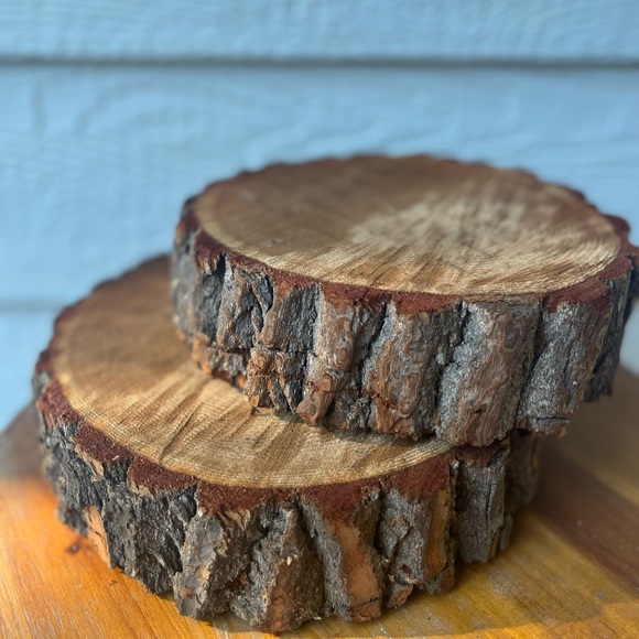 2 Wood Round Slice Decor Set Farmhouse - Picture 2 of 4